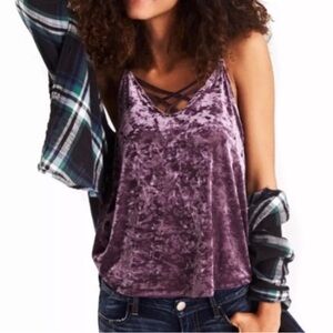 American Eagle Purple Crushed Velvet Strappy Tank size XL women’s